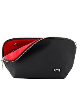 Kusshi Signature Makeup Bag in Black and Red Fabric